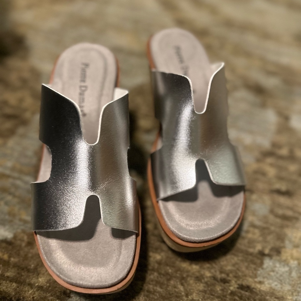 Size 6 silver Pierre Dumas wedge/heel.